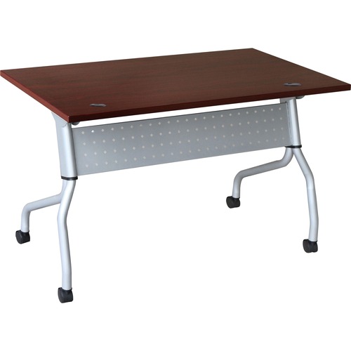 Lorell Flip Top Training Table - Rectangle Top - Four Leg Base - 4 Legs x 23.60" Table Top Width x 48" Table Top Depth - 29.50" Height x 47.25" Width x 23.63" Depth - Assembly Required - Mahogany - Nylon - Melamine Top Material - 1 Each