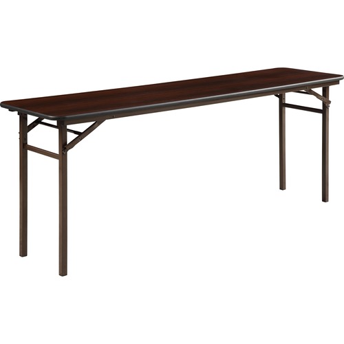 Lorell Economy Folding Banquet Table - For - Table TopMahogany Rectangle Top - 500 lb Capacity x 72" Table Top Width x 18" Table Top Depth x 0.62" Table Top Thickness - 29" Height - Presentation, Food - Melamine Top Material - 1 Each