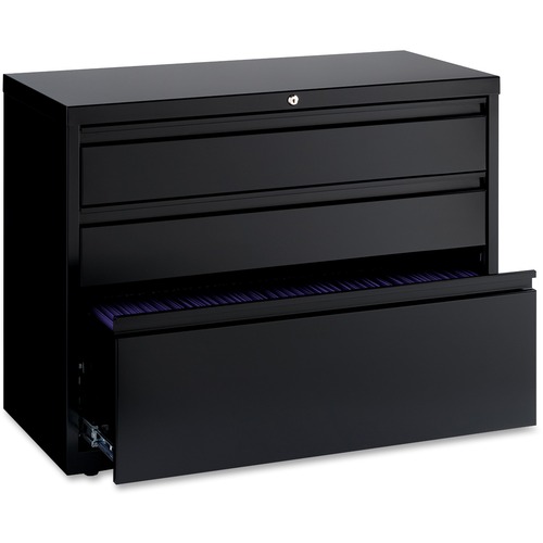 Lorell 36" Lateral File Cabinet - 3-Drawer - 36" x 18.6" x 28" - 3 x Drawer(s) for Box, File - A4, Legal, Letter - Lateral - Hanging Rail, Locking Drawer, Ball-bearing Suspension, Magnetic Label Holder, Interlocking, Durable, Reinforced Base, Leveling Gli = LLR60929