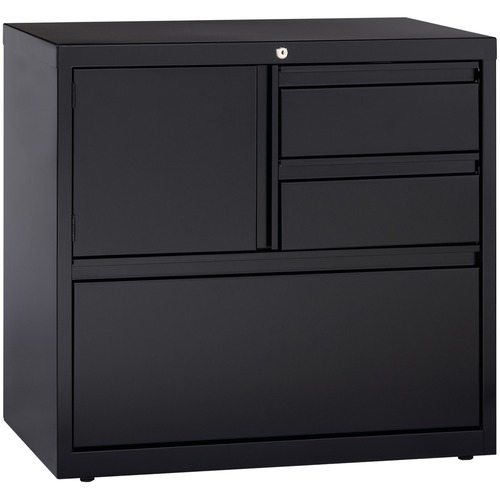 Lorell 30" Personal Storage Center Lateral File - 3-Drawer - 30" x 18.6" x 28" - 3 x Drawer(s) for File, Box - A4, Letter, Legal - Hanging Rail, Glide Suspension, Grommet, Cable Management, Interlocking, Reinforced Base, Adjustable Glide, Durable, Magneti