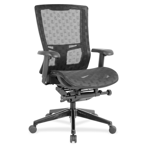 Lorell Checkerboard Design Mesh High-Back Chair - Black Nylon Mesh Seat - Black Nylon Mesh Back - 5-star Base - 1 Each
