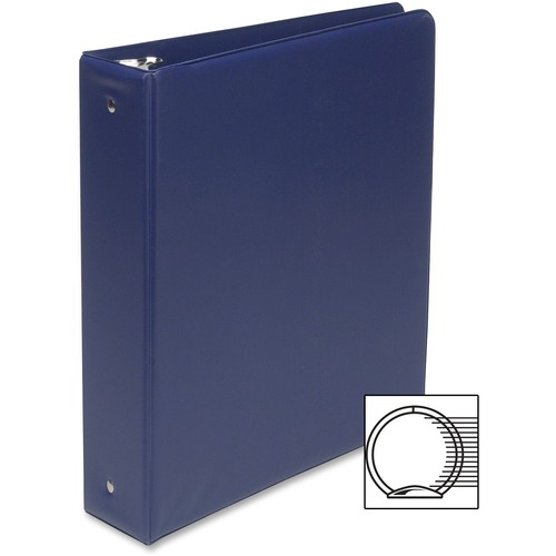 SKILCRAFT® Round Ring Binders - 2" Binder Capacity - Letter - 8 1/2" x 11" Sheet Size - 3 Ring(s) - Fastener(s): Round Ring - Pocket(s): Inside Front & Back - Vinyl, Board - Blue - Recycled - Exposed Rivet, Horizontal Pocket, Heavy Duty, Tear Resistan