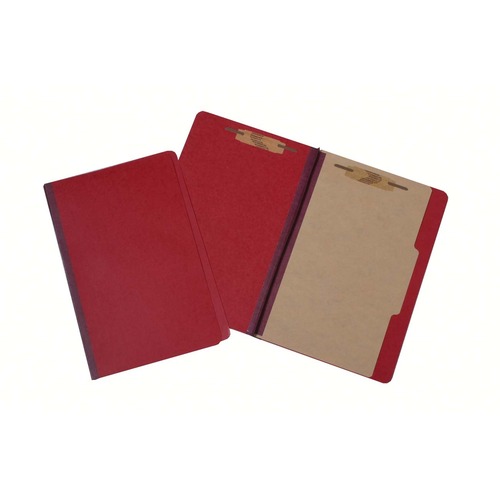 SKILCRAFT Legal Recycled Classification Folder - 1" Folder Capacity - 8 1/2" x 14" - 2" Expansion - Prong Fastener(s) - 1" for Folder, 1" for Divider - 1 Divider(s) - 25 pt. - Red - Heavy Duty, Reinforced Gusset, Tyvek Gusset, Expandable Gusset - 10 / Box