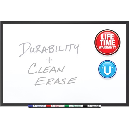 Quartet DuraMax Classic Whiteboard - 60" (5 ft) Width x 36" (3 ft) Height - White Porcelain Surface - Black Aluminum Frame - Rectangle - Horizontal/Vertical - Magnetic - 1 / Each