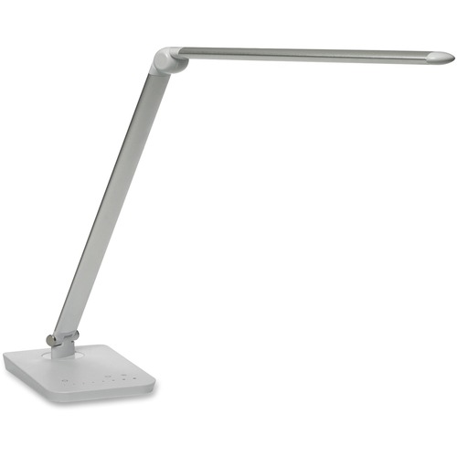 Safco Vamp LED Flexible Light - 16.75" (425.45 mm) Height - 5" (127 mm) Width - LED Bulb - Dimmable, Flexible Neck, USB Charging, Adjustable Brightness - 550 Lumens - ABS Plastic, Aluminum - Desk Mountable - Silver - Lamps - SAF1001SL