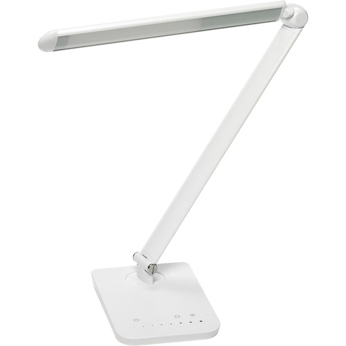 Safco Vamp LED Flexible Light - 16.75" (425.45 mm) Height - 5" (127 mm) Width - LED Bulb - Dimmable, Flexible Neck, USB Charging, Adjustable Brightness - 550 Lumens - ABS Plastic, Aluminum - Desk Mountable - White - Lamps - SAF1001WH