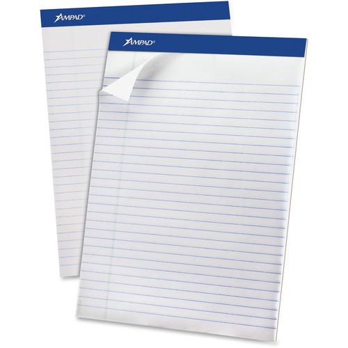 Ampad Legal Ruled Recycled Writing Pads - 50 Sheets - 0.34" Ruled - 15 lb Basis Weight - 8 1/2" x 11 3/4" Sheet Size - Environmentally Friendly, Perforated, Chipboard Backing, Rigid - 12 / Dozen