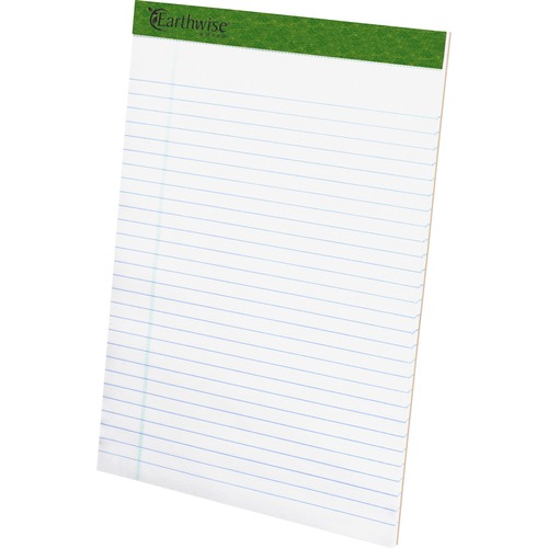 TOPS Recycled Perforated Legal Writing Pads - 50 Sheets - 0.34" Ruled - 15 lb Basis Weight - 8 1/2" x 11 3/4" - Environmentally Friendly, Perforated - Recycled - Letter, Legal & Jr. Pads - TOP20172