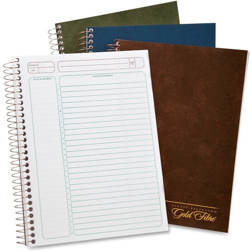 TOPS Ampad Gold Fibre Project Planner - Action - White Sheet - Wire Bound - Assorted Cover - 9.5" Height x 7.3" Width - Notes Area, Heavyweight, Micro Perforated, Durable Cover, Sturdy Back, Easy Tear - 1 Each