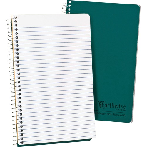 Ampad Oxford Narrow Rule Recycled Wirebound Notebook - 80 Sheets - Wire Bound - 5" x 8" - White Paper - GreenKraft Cover - Micro Perforated, Easy Tear, Snag Resistant, WireLock, Subject, Hard Cover, Rigid - Recycled - 1 Each