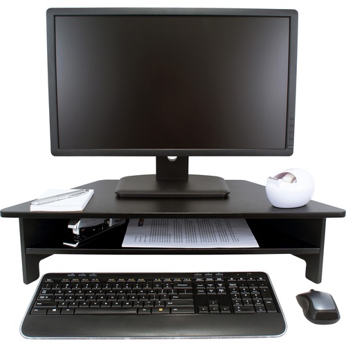 Victor High Rise Monitor Stand - 7.50" (190.50 mm) Height x 27" (685.80 mm) Width x 11.50" (292.10 mm) Depth - Wood, Laminate - Black - Desktop Risers - VCTDC050