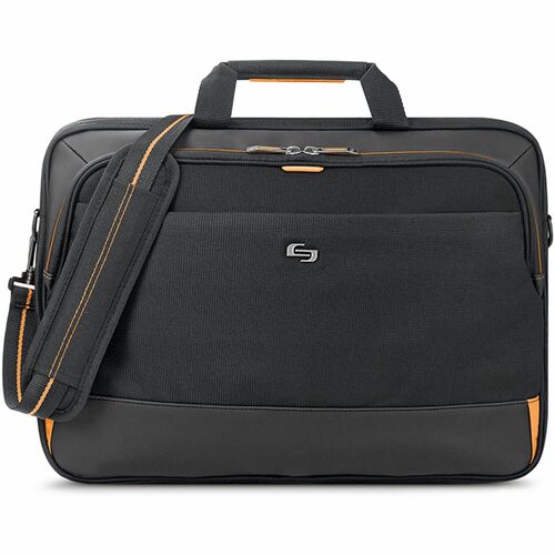 Solo Urban Carrying Case (Briefcase) for 11" to 17.3" Apple iPad Ultrabook - Black, Gold - Polyester Body - Handle, Shoulder Strap - 12" Height x 16.5" Width x 2.5" Depth - 1 Each