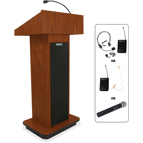 AmpliVox Wireless Executive Sound Column Lectern - 20.75" Table Top Width x 16.50" Table Top Depth - 47" Height x 22" Width x 18" Depth - Assembly Required - High Pressure Laminate (HPL)