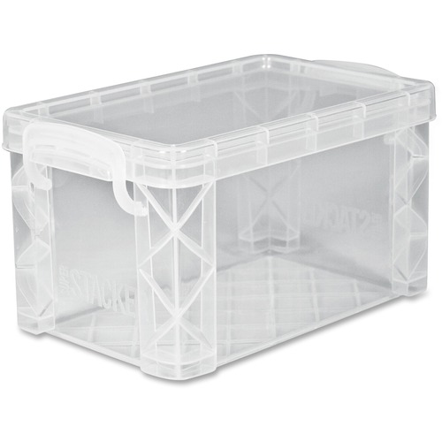 Advantus Super Stacker Index Cards Box - External Dimensions: 6.3" Width x 4" Depth x 3.6" Height - Media Size Supported: Index Card 3" x 5" - 400 x Card - Lift-off Closure - Stackable - Plastic - Clear - For Index Card, Artwork, Craft Supplies, Recipe, O