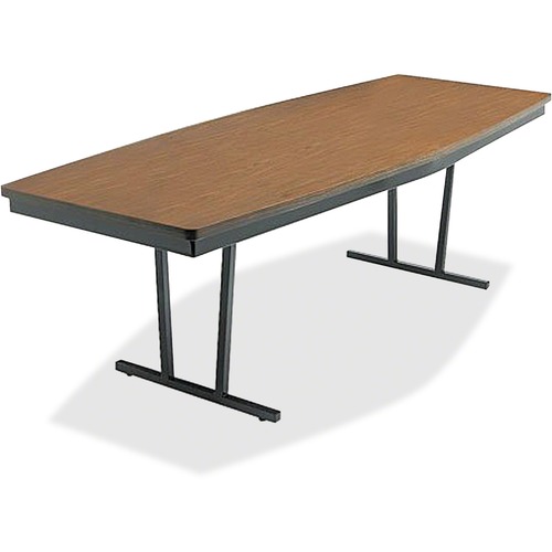 Barricks Foldable Conference Table - High Pressure Laminate (HPL) Boat, Walnut Top - 96" Table Top Length x 36" Table Top Width x 1.25" Table Top Thickness - 30" Height - Conferencing - 1 Each