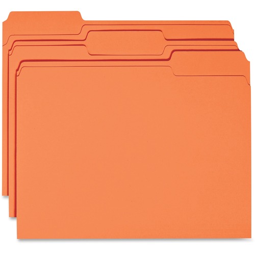 Business Source 1/3 Tab Cut Recycled Top Tab File Folder - Orange - 10% Recycled - 100 / Box