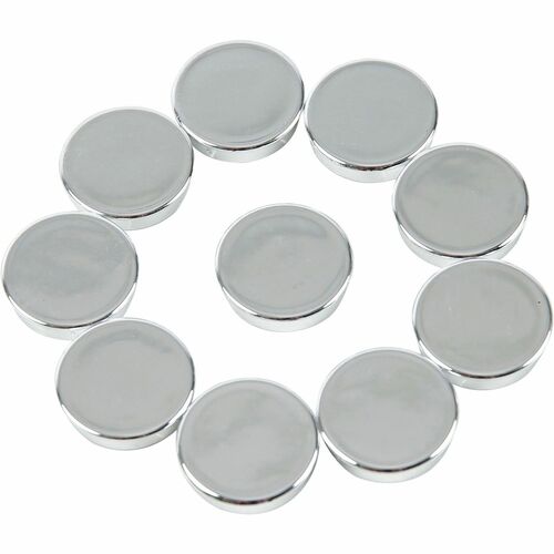 MasterVision Planning Board Magnets - 1" (25.40 mm) Diameter - Round - 10 / Pack - Silver - Magnets - BVCIM130809