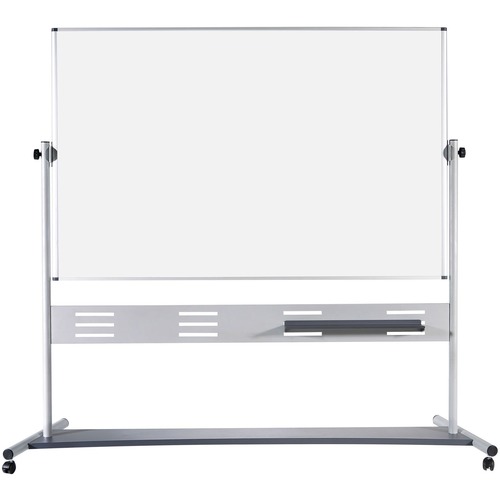 MasterVision Magnetic Dry Erase 2-sided Easel - 72" (6 ft) Width x 48" (4 ft) Height - White Lacquered Steel Surface - Silver Aluminum Frame - Rectangle - Portable - Magnetic - Locking Casters, Heavy Duty, Durable, Reversible, Pen Tray, Mobility, Repositi