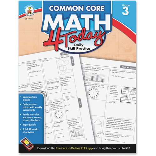 Carson Dellosa Education Grade 3 Common Core Math 4 Today Workbook Printed Book - 96 Pages - Carson-Dellosa Publishing Publication - Book - Grade 3 - English