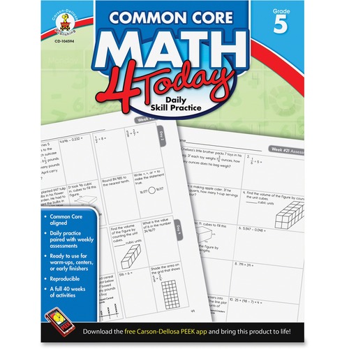 Carson Dellosa Education Common Core Math 4 Today Grade-5 Workbook Printed Book - 96 Pages - Carson-Dellosa Publication - Book - Grade 5 - English