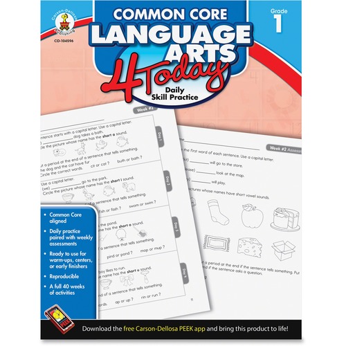 Carson Dellosa Education Grade 1 Common Core Language Arts Workbook Printed Book - 96 Pages - Carson-Dellosa Publishing Publication - Book - Grade 1 - English