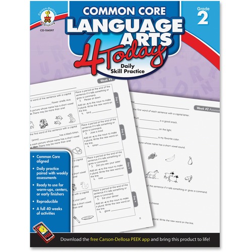 Carson Dellosa Education Grade 2 Common Core Language Arts Workbook Printed Book - 96 Pages - Carson-Dellosa Publishing Publication - Book - Grade 2 - English