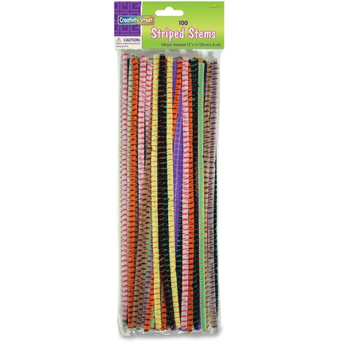 Creativity Street Jumbo Chenille Neon Pipe Cleaners - Craft Project, Classroom - 12"Height x 0.25"Width x 236.2 milThickness x 15"Length - 100 / Pack - Assorted - Polyester