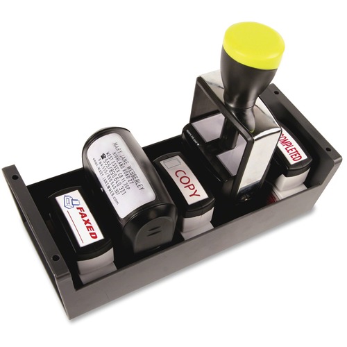 COSCO Standard Stamp/Dater Storage Tray - 6 x Stamp - 3" Height x 3.6" Width x 8.9" DepthDesktop - Lightweight, Durable - Gray - Plastic - 1 Each