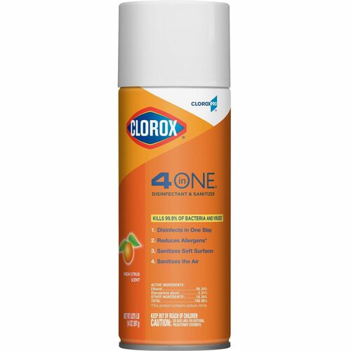 CloroxPro™ 4 in One Disinfectant & Sanitizer - Spray - 14 fl oz (0.4 quart) - Fresh Citrus Scent - 1 Each