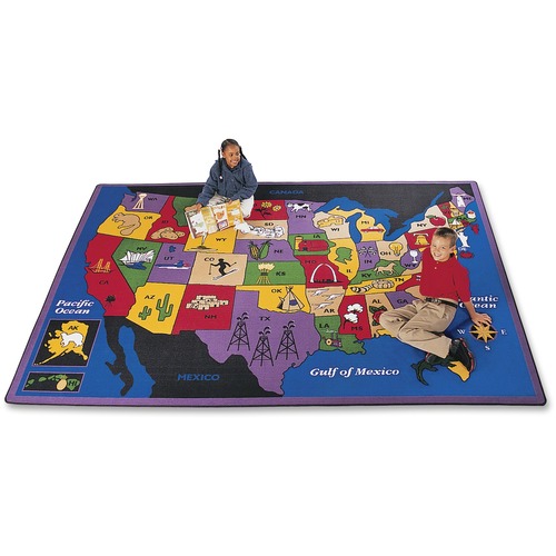 Carpets for Kids Discover America U.S. Map Area Rug - Kids - 69.96" Length x 99.96" Width - Rectangle - USA Map