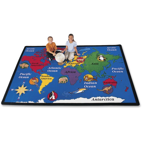 Carpets for Kids World Explorer Geography Area Rug - 53.04" Length x 69.96" Width - Rectangle