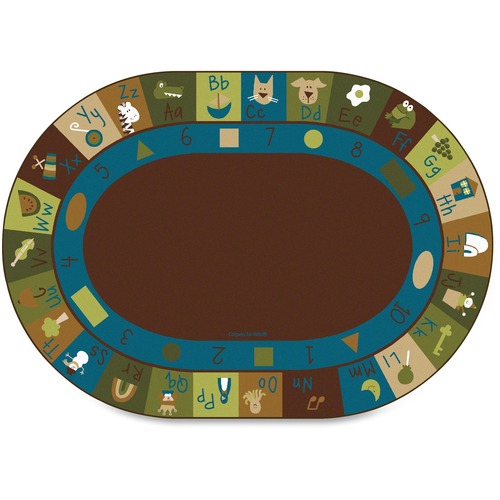 Carpets for Kids Learning Blocks Nature Oval Rug - 108" Length x 72" Width - Oval - Learning Blocks Nature