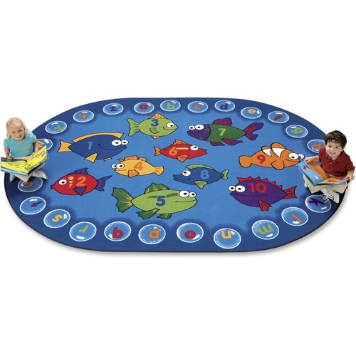 Carpets for Kids Fishing For Literacy Oval Rug - 12 ft (3657.60 mm) Length x 96" (2438.40 mm) Width - Oval - Rugs - CPT6807