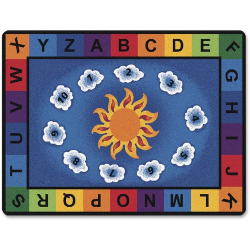 Carpets for Kids Sunny Day Learn/Play Rectangle Rug - 100" Length x 70" Width - Rectangle - Sunny Day Learn & Play, Numbers, Letter