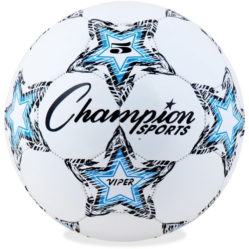 Champion Sports Viper Soccer Ball Size 5 - 8.75" - Size 5 - Thermoplastic Polyurethane (TPU) - Blue, Black, White - 1  Each