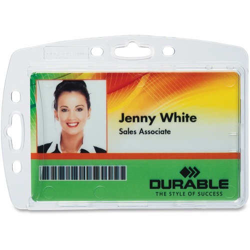 DURABLE 8005/8012/8268 Replacemt ID Card Holders - Support 3.35" x 2.13" Media - Horizontal, Vertical - Acrylic - Clear - 10 / Box