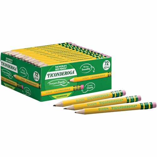 Ticonderoga Golf Pre-Sharpened No. 2 Pencils with Erasers - #2 - Yellow Barrel - 72 / Box