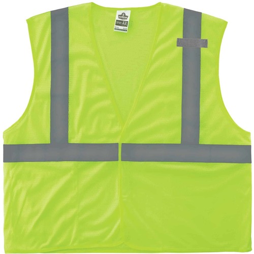 GloWear 8210HL Mesh Hi-Vis Safety Vest - Recommended for: Utility, Construction, Baggage Handling, Emergency, Warehouse - Large/Extra Large Size - Hook & Loop Closure - Polyester Mesh, Mesh Fabric - Lime - Reflective, Pocket, Breathable, Lightweight, High