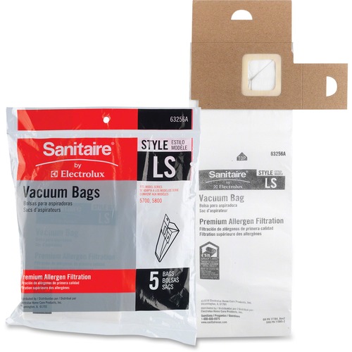 Sanitaire Upright 5700/5800 Dust Bag - 5 / Pack - Style LS - 1.12 gal - White - Paper