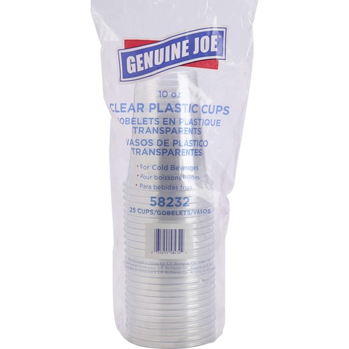 Genuine Joe Clear Plastic Cups - 295.74 mL - 25 / Pack - Clear - Plastic - Cold Drink