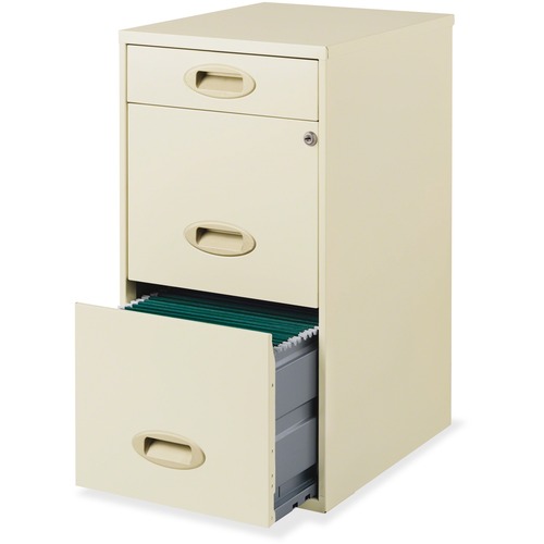 Hirsh 3-drawer Steel File Cabinet - 14" x 18" x 27.3" - 3 x Drawer(s) for File - Letter - Glide Suspension, Recessed Drawer, Drawer Suspension, Locking Cam Handle, Sturdy, Durable - Baked Enamel - Recycled - Assembly Required