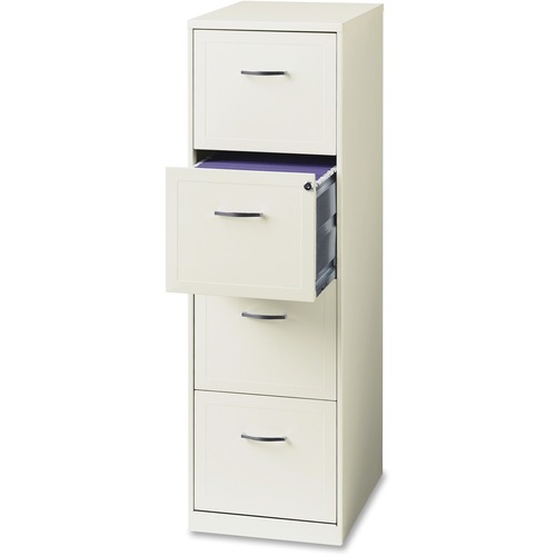 Hirsh 4-drawer Steel File Cabinet - 14.3" x 18" x 46.4" - 4 x Drawer(s) for File - Letter - Drawer Extension, Locking Cam Handle, Sturdy, Durable, Glide Suspension - Baked Enamel - Recycled - Assembly Required