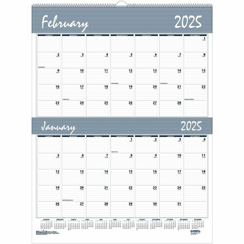 House of Doolittle Bar Harbor Blue/Gray 2-Month Wall Calendar - Julian Dates - Monthly - 12 Month - January 2024 - December 2024 - 2 Month Single Page Layout - 20" x 26" Sheet Size - 2.50" x 1.75" Block - Wire Bound - Perforated, Reference Calendar - 1 Ea