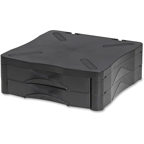 Kelly Storage Drawers Monitor Stand - Up to 20" Screen Support - 60 lb Load Capacity - 5.75" Height x 13" Width x 13.50" Depth - Plastic - Black