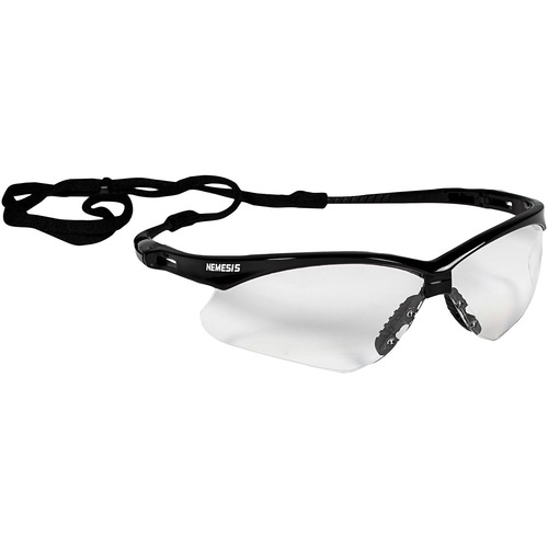 Kleenguard V30 Nemesis Safety Eyewear with KleenVision™ - Universal Size - Ultraviolet Protection - Clear Lens - Black Frame - Wraparound Frame, Anti-fog, Lightweight, Slip Resistant, Neck Cord - 1 Each