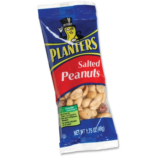 Planters Salted Peanuts - Individually Wrapped - Salty - 1.75 oz Packet - 4 / Box