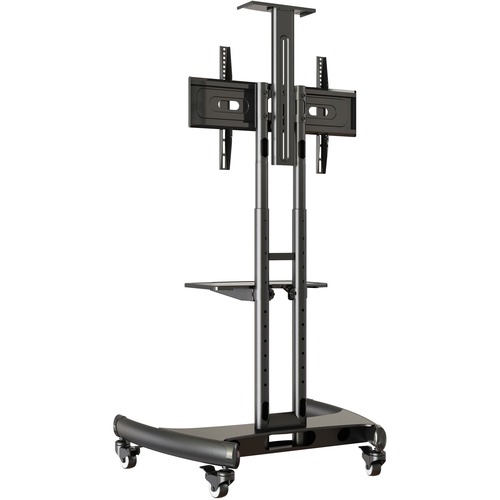 Lorell Flat Panel TV Cart - 32" to 70" Screen Support - 45.36 kg Load Capacity - Flat Panel Display Type Supported - 59" (1498.60 mm) Height x 32" (812.80 mm) Width x 27" (685.80 mm) Depth - Steel - Black