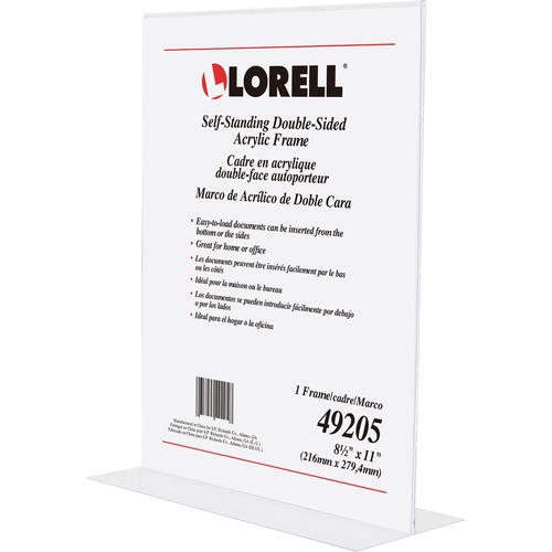 Lorell Double-sided Frame - 1 Each - 8.50" Holding Width x 11" Holding Height - Rectangular Shape - Double Sided - Acrylic - Countertop - Clear