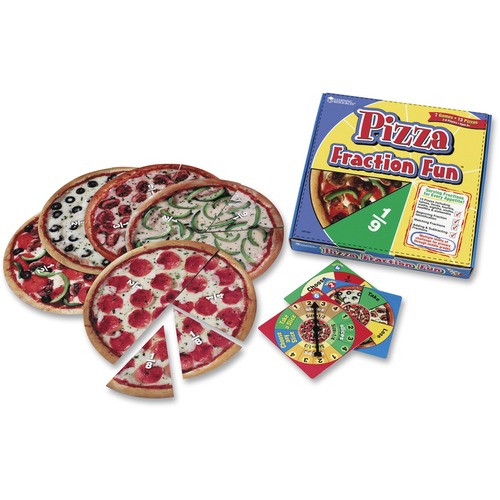 Learning Resources Pizza Fraction Fun Game - Educational - 2 to 4 Players - 1 Each - Fractions - LRN5060