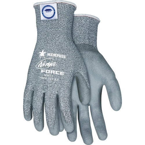 MCR Safety Ninja Force Fiberglass Shell Gloves - Small Size - Gray - Durable, Abrasion Resistant, Flexible, Cut Resistant, Tear Resistant - For Multipurpose - 1 / Pair